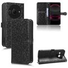 For Sharp Aquos R8 Pro Honeycomb Dot Texture Leather Phone Case(Black) - 1