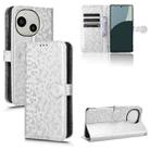 For Sharp Aquos R9 Honeycomb Dot Texture Leather Phone Case(Silver) - 1