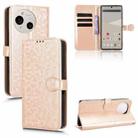 For Sharp Aquos R10 Honeycomb Dot Texture Leather Phone Case(Gold) - 1