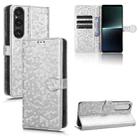 For Sony Xperia 1 V Honeycomb Dot Texture Leather Phone Case(Silver) - 1