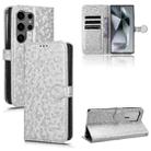 For Samsung Galaxy S24 Ultra 5G Honeycomb Dot Texture Leather Phone Case(Silver) - 1