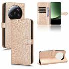 For Xiaomi 13 Ultra Honeycomb Dot Texture Leather Phone Case(Gold) - 1