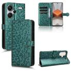 For Xiaomi Redmi Note 13 Pro+ 5G Honeycomb Dot Texture Leather Phone Case(Green) - 1