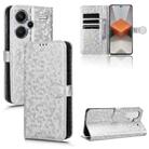 For Xiaomi Redmi Note 13 Pro+ 5G Honeycomb Dot Texture Leather Phone Case(Silver) - 1