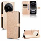 For Xiaomi 14 Ultra Honeycomb Dot Texture Leather Phone Case(Gold) - 1