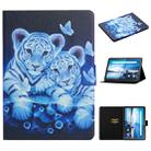For Lenovo Tab M10 X605F X505 Colored Drawing Pattern Horizontal Flip Leather Case with Holder & Card Slots(Tiger) - 1