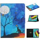 For Samsung Galaxy Tab S6 Lite P610 Colored Drawing Pattern Horizontal Flip Leather Case with Holder & Card Slots(Moonlight Cat) - 1