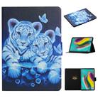 For Samsung Galaxy Tab S6 Lite P610 Colored Drawing Pattern Horizontal Flip Leather Case with Holder & Card Slots(Tiger) - 1