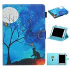 For 7 inch Universal Tablet PC Colored Drawing Pattern Horizontal Flip Leather Case with Holder & Card Slots(Moonlight Cat) - 1