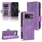 For Google Pixel 8 Symmetrical Triangle Pattern Leather Phone Case(Purple) - 1