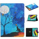 For Samsung Galaxy Tab S6 T860/T865 Colored Drawing Pattern Horizontal Flip Leather Case with Holder & Card Slots & Sleep / Wake-up Function(Moonlight Cat) - 1