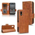 For Sharp Aquos Wish 3 Symmetrical Triangle Pattern Leather Phone Case(Brown) - 1