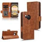 For Sharp Aquos R8 Symmetrical Triangle Pattern Leather Phone Case(Brown) - 1