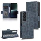 For Sony Xperia 1 V Symmetrical Triangle Pattern Leather Phone Case(Blue) - 1