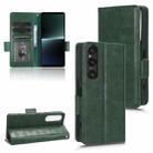 For Sony Xperia 1 V Symmetrical Triangle Pattern Leather Phone Case(Green) - 1
