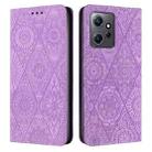 For Redmi Note 12 4G Global Ethnic Embossed Adsorption Leather Phone Case(Purple) - 1