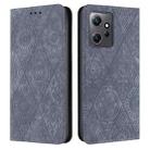 For Redmi Note 12 4G Global Ethnic Embossed Adsorption Leather Phone Case(Grey) - 1