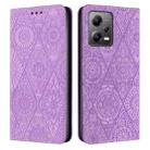 For Redmi Note 12 5G Global Ethnic Embossed Adsorption Leather Phone Case(Purple) - 1