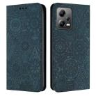 For Redmi Note 12 5G Global Ethnic Embossed Adsorption Leather Phone Case(Blue) - 1