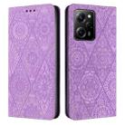 For Redmi Note 12 Pro 5G Global Ethnic Embossed Adsorption Leather Phone Case(Purple) - 1