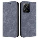 For Redmi Note 12 Pro 5G Global Ethnic Embossed Adsorption Leather Phone Case(Grey) - 1