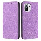 For Xiaomi 11 Lite Ethnic Embossed Adsorption Leather Phone Case(Purple) - 1