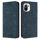 For Xiaomi 11 Lite Ethnic Embossed Adsorption Leather Phone Case(Blue) - 1