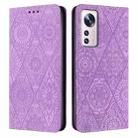 For Xiaomi 12 Lite Ethnic Embossed Adsorption Leather Phone Case(Purple) - 1