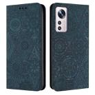 For Xiaomi 12 Lite Ethnic Embossed Adsorption Leather Phone Case(Blue) - 1