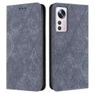 For Xiaomi 12 Lite Ethnic Embossed Adsorption Leather Phone Case(Grey) - 1