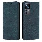 For Xiaomi 12T / 12T Pro Ethnic Embossed Adsorption Leather Phone Case(Blue) - 1