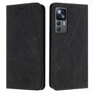 For Xiaomi 12T / 12T Pro Ethnic Embossed Adsorption Leather Phone Case(Black) - 1