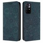 For Xiaomi Poco M4 Pro 5G Ethnic Embossed Adsorption Leather Phone Case(Blue) - 1