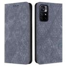 For Xiaomi Poco M4 Pro 5G Ethnic Embossed Adsorption Leather Phone Case(Grey) - 1