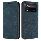 For Xiaomi Poco X4 Pro 5G Ethnic Embossed Adsorption Leather Phone Case(Blue) - 1