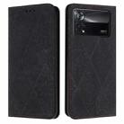 For Xiaomi Poco X4 Pro 5G Ethnic Embossed Adsorption Leather Phone Case(Black) - 1