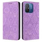 For Xiaomi Redmi 12C Ethnic Embossed Adsorption Leather Phone Case(Purple) - 1
