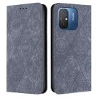 For Xiaomi Redmi 12C Ethnic Embossed Adsorption Leather Phone Case(Grey) - 1