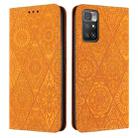 For Xiaomi Redmi 10 Ethnic Embossed Adsorption Leather Phone Case(Yellow) - 1