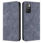 For Xiaomi Redmi 10 Ethnic Embossed Adsorption Leather Phone Case(Grey) - 1