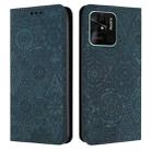 For Xiaomi Redmi 10C Ethnic Embossed Adsorption Leather Phone Case(Blue) - 1