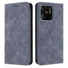 For Xiaomi Redmi 10C Ethnic Embossed Adsorption Leather Phone Case(Grey) - 1