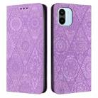 For Xiaomi Redmi A1 Ethnic Embossed Adsorption Leather Phone Case(Purple) - 1