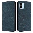 For Xiaomi Redmi A1 Ethnic Embossed Adsorption Leather Phone Case(Blue) - 1