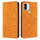 For Xiaomi Redmi A1+ Ethnic Embossed Adsorption Leather Phone Case(Yellow) - 1
