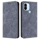 For Xiaomi Redmi A1+ Ethnic Embossed Adsorption Leather Phone Case(Grey) - 1