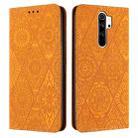 For Xiaomi Redmi 9 Ethnic Embossed Adsorption Leather Phone Case(Yellow) - 1