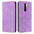 For Xiaomi Redmi 9 Ethnic Embossed Adsorption Leather Phone Case(Purple) - 1