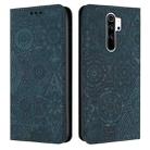 For Xiaomi Redmi 9 Ethnic Embossed Adsorption Leather Phone Case(Blue) - 1