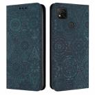 For Xiaomi Redmi 9C / 10A Ethnic Embossed Adsorption Leather Phone Case(Blue) - 1